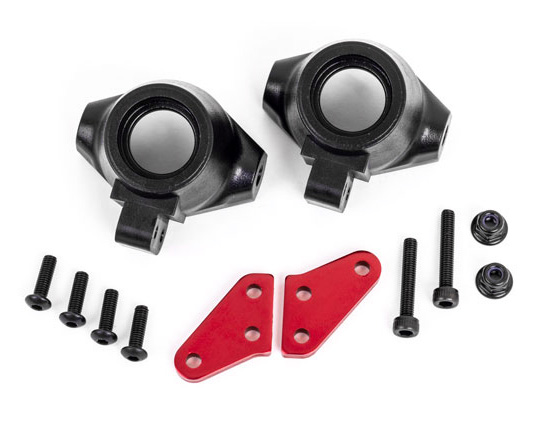 Steering Spindles + Arms Alu Red (Pair) Sledge