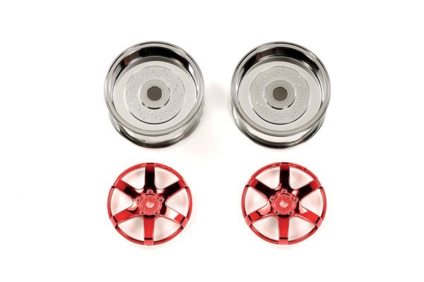 TAMIYA 54552 2pc 6spk Red Whl 26mm Off+4