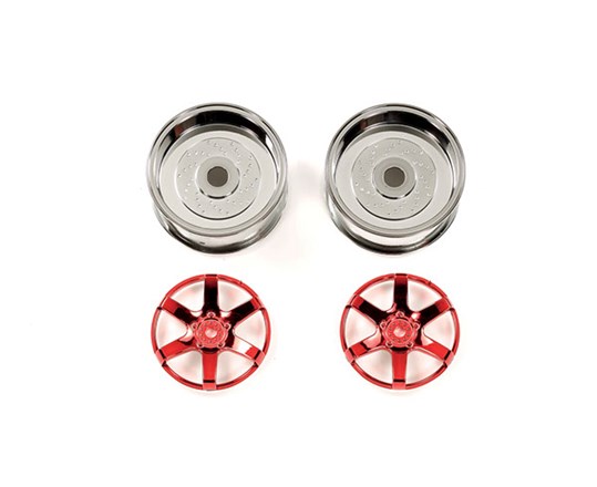TAMIYA 54552 2pc 6spk Red Whl 26mm Off+4 - 2