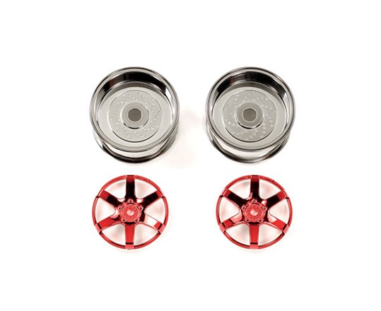 TAMIYA 54553 2pc 6spk Red Whl 26mm Off+6 - 2