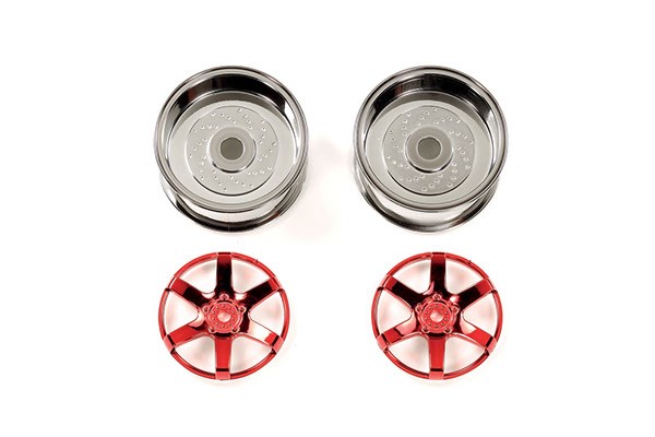 TAMIYA 54553 2pc 6spk Red Whl 26mm Off+6