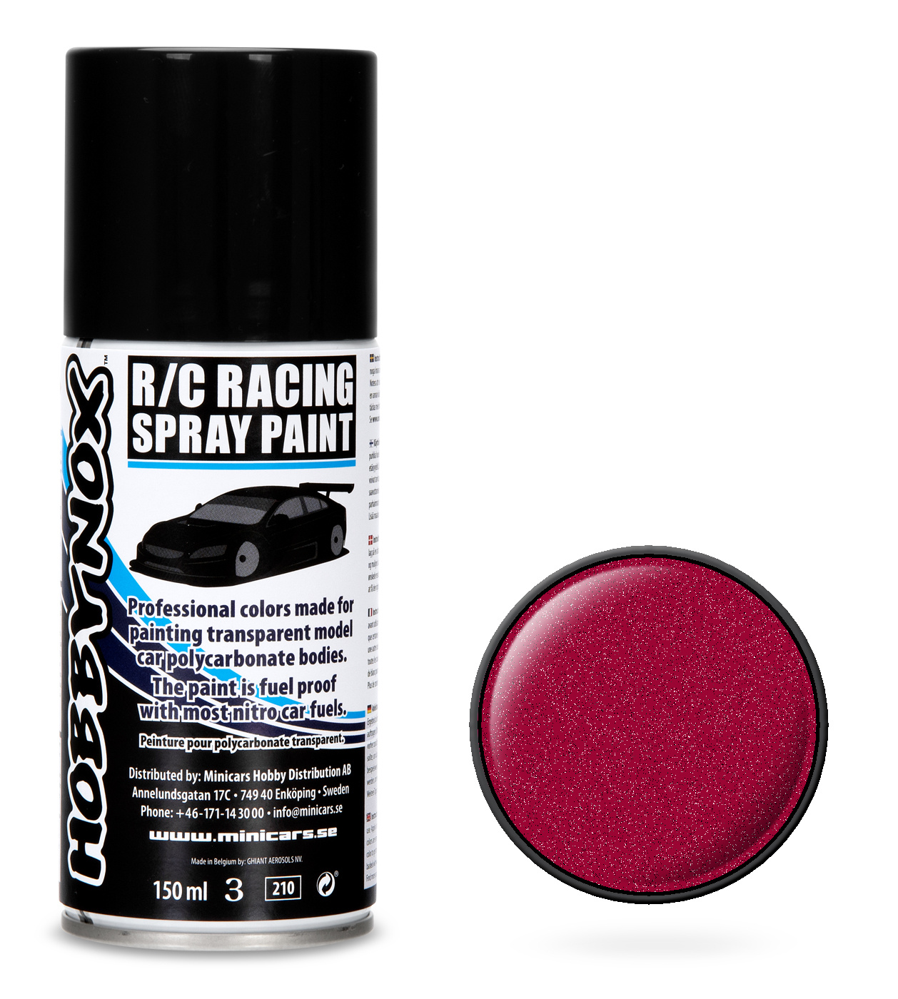 Hobbynox HN1206 Metallic Röd R/C Racing Spray Färg 150 ml