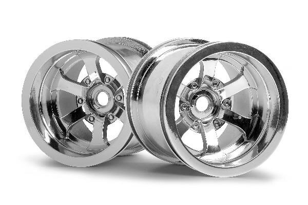 HPI HP3087 Scorch 6-Spoke Wheel Shiny Chrome (55X50Mm/2Pcs)