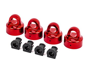 Traxxas 9664R Stötdämparlock Alu Röd GTX (4)