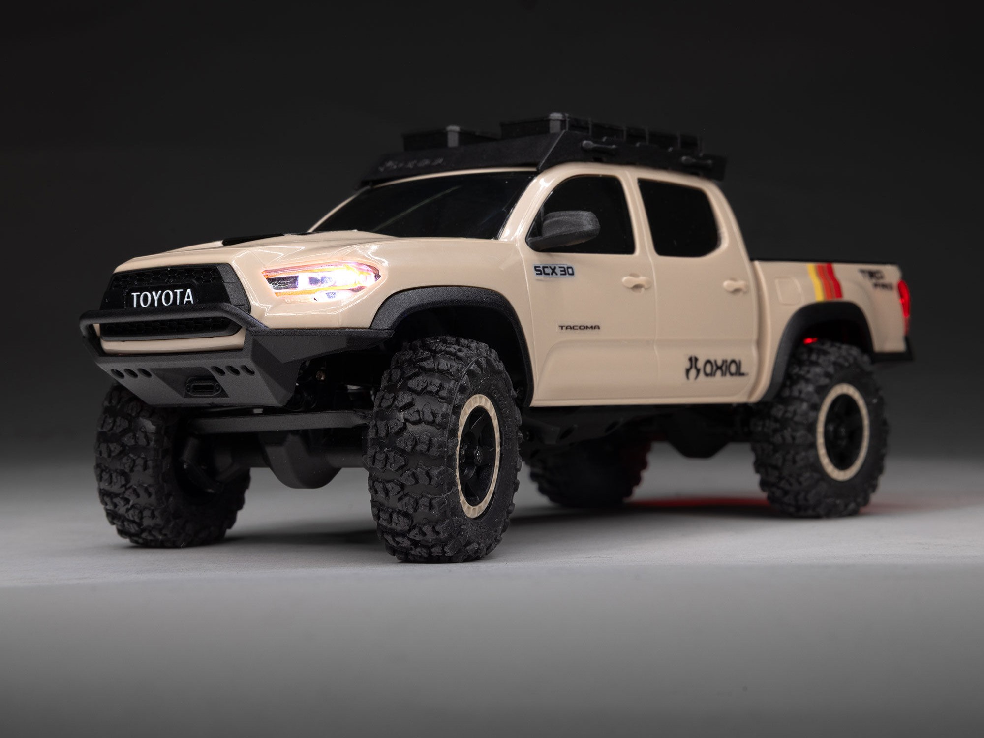 Axial 1/30 SCX30 Toyota Tacoma TRD Pro Overland Edition 4X4 RTR Brushed Rock Crawler, Tan - 24