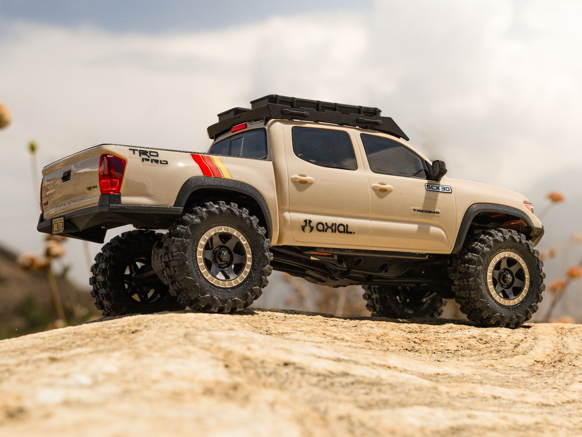 Axial 1/30 SCX30 Toyota Tacoma TRD Pro Overland Edition 4X4 RTR Brushed Rock Crawler, Tan - 4