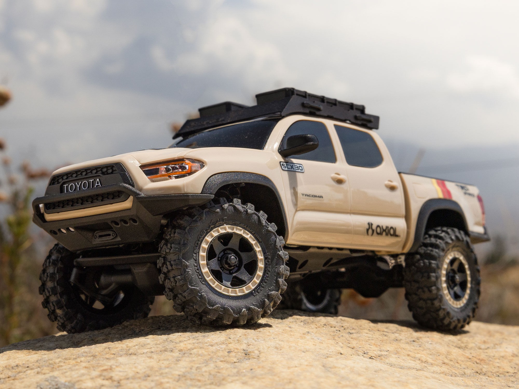 Axial 1/30 SCX30 Toyota Tacoma TRD Pro Overland Edition 4X4 RTR Brushed Rock Crawler, Tan - 3