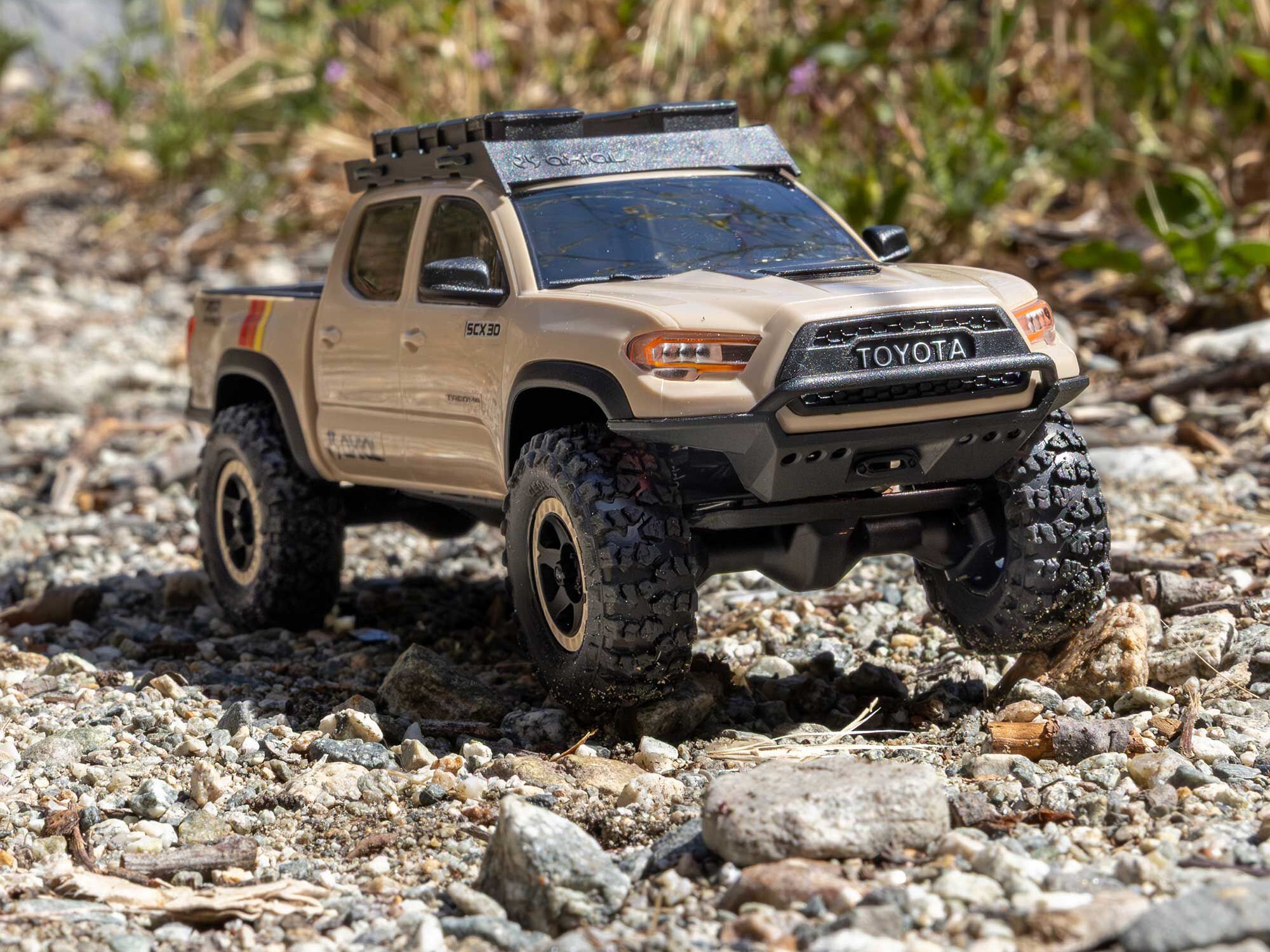 Axial 1/30 SCX30 Toyota Tacoma TRD Pro Overland Edition 4X4 RTR Brushed Rock Crawler, Tan - 31