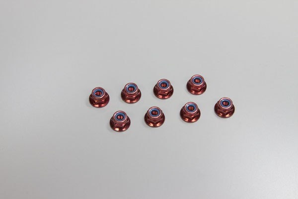 Kyosho 1-N4056FN-R Nylon Lock Flanged Steel Nuts Red M4x5.6mm (8) Kyosho