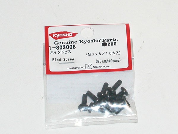 Kyosho 1-S03008 Bind Head Metallic Screws M3x8mm (10) Kyosho