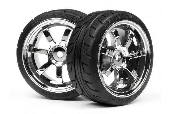 HPI HP4738 Mounted T-Grip Tire 26Mm Rays 57S-Pro Wheel Chrome