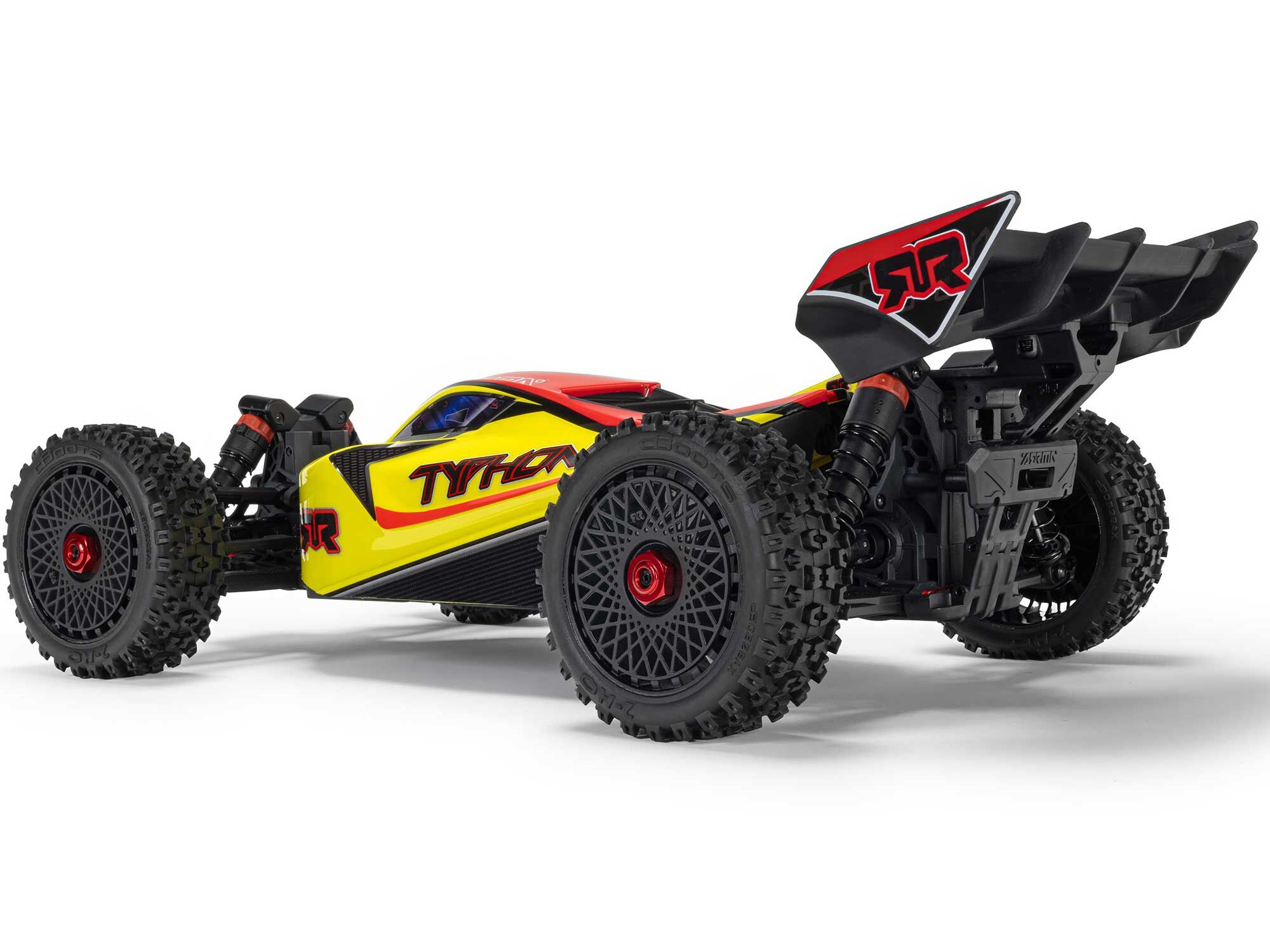 Arrma ARA4206V4T2 1/8 TYPHON MEGA 665 4X4 RTR Brushed Buggy, Yellow - 2