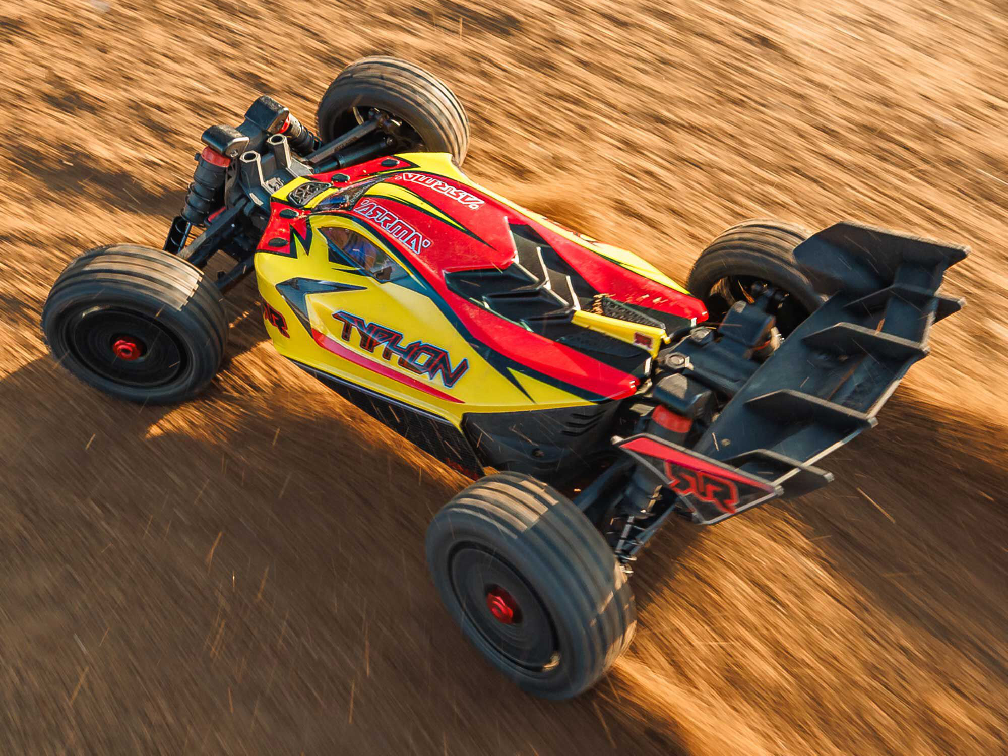 Arrma ARA4206V4T2 1/8 TYPHON MEGA 665 4X4 RTR Brushed Buggy, Yellow - 23