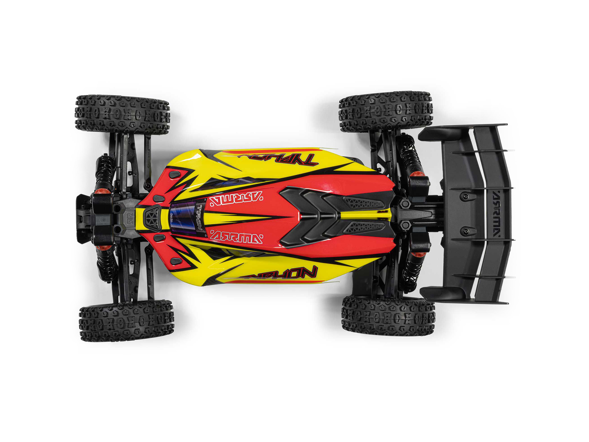 Arrma ARA4206V4T2 1/8 TYPHON MEGA 665 4X4 RTR Brushed Buggy, Yellow - 8