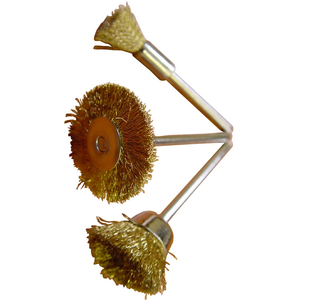 Brass Wire Brush Set, Shaft D 2,35mm, D22/D15/D4mm, Pack of 3