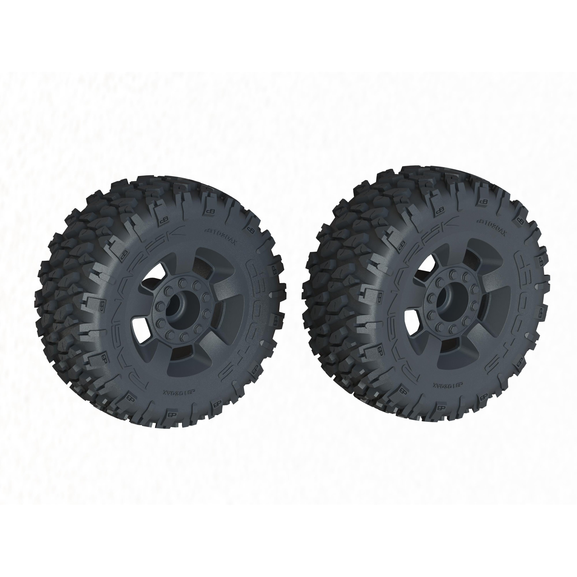 Arrma ARA-1383 dBoots 'Ragnarok MT' Tire Set Glued Black (2)