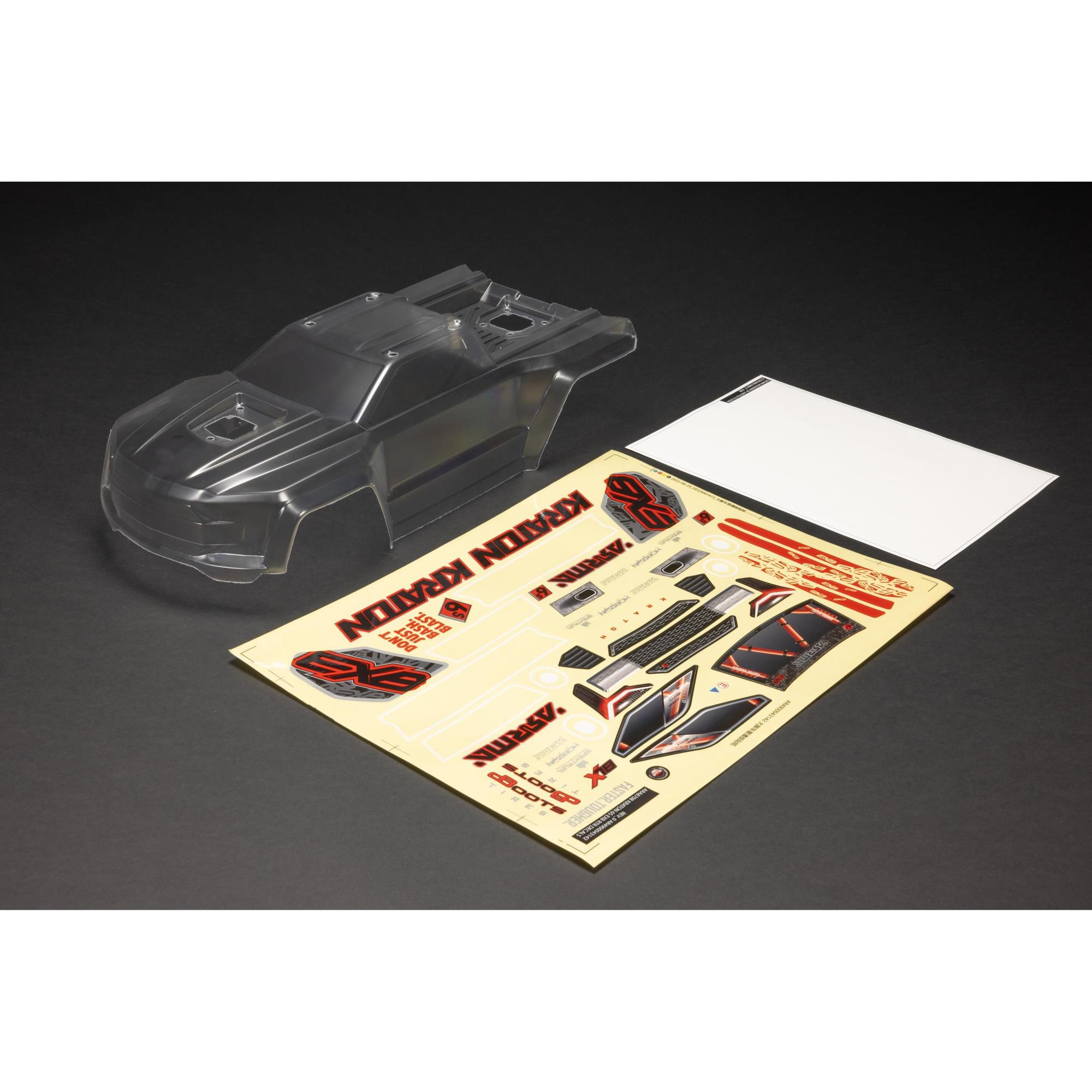 Arrma ARA-1519 1/8 Clear Body with Decals: KRATON 6S BLX V6 Body