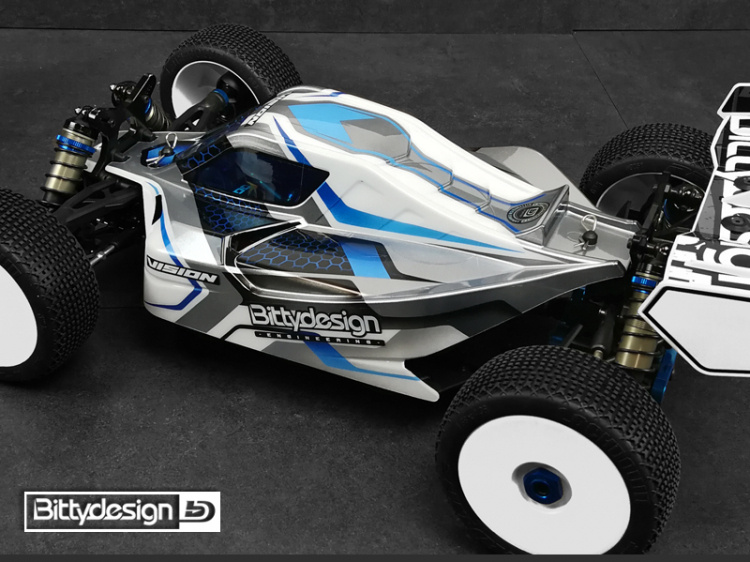 Bittydesign Body VISION 1/8 Buggy AE RC8B3.1E Electric (Clear) Pre-Cut - 4