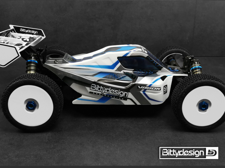 Bittydesign Body VISION 1/8 Buggy AE RC8B3.1E Electric (Clear) Pre-Cut - 6