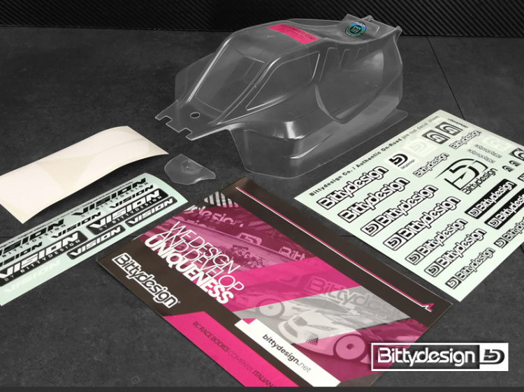 Bittydesign Body VISION 1/8 Buggy AE RC8B3.1E Electric (Clear) Pre-Cut - 7