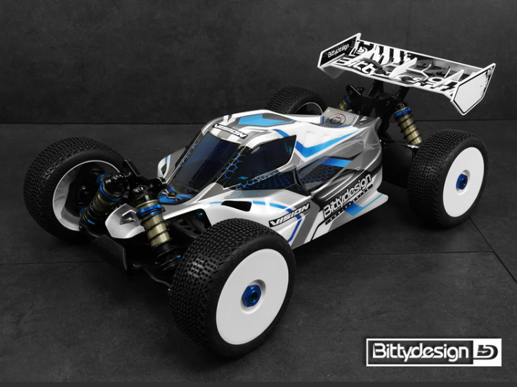 Bittydesign Body VISION 1/8 Buggy AE RC8B3.1E Electric (Clear) Pre-Cut - 3