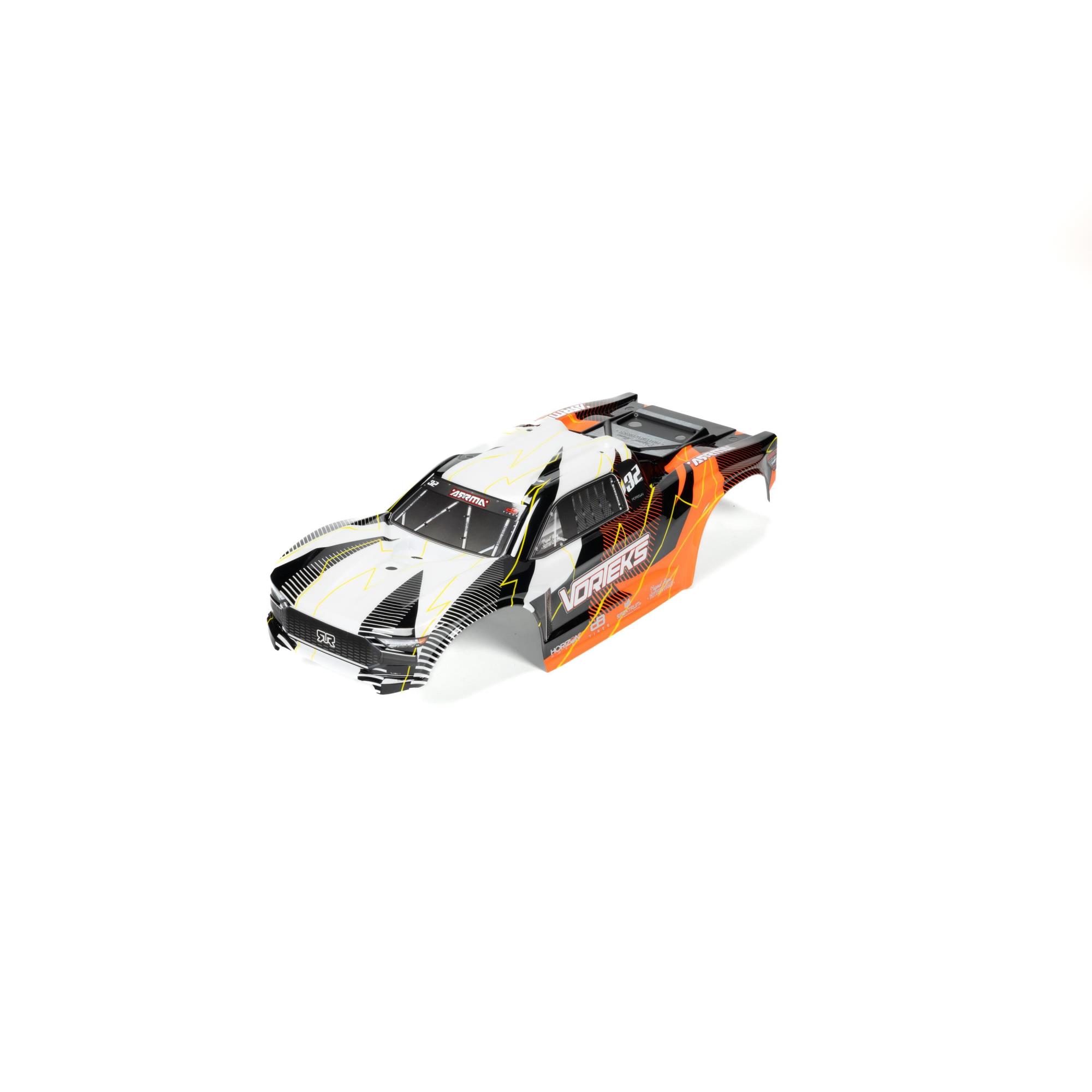 Arrma ARA-1555 1/10 Clipless Painted Trimmed Body Set with Decals Orange: VORTEKS 2WD