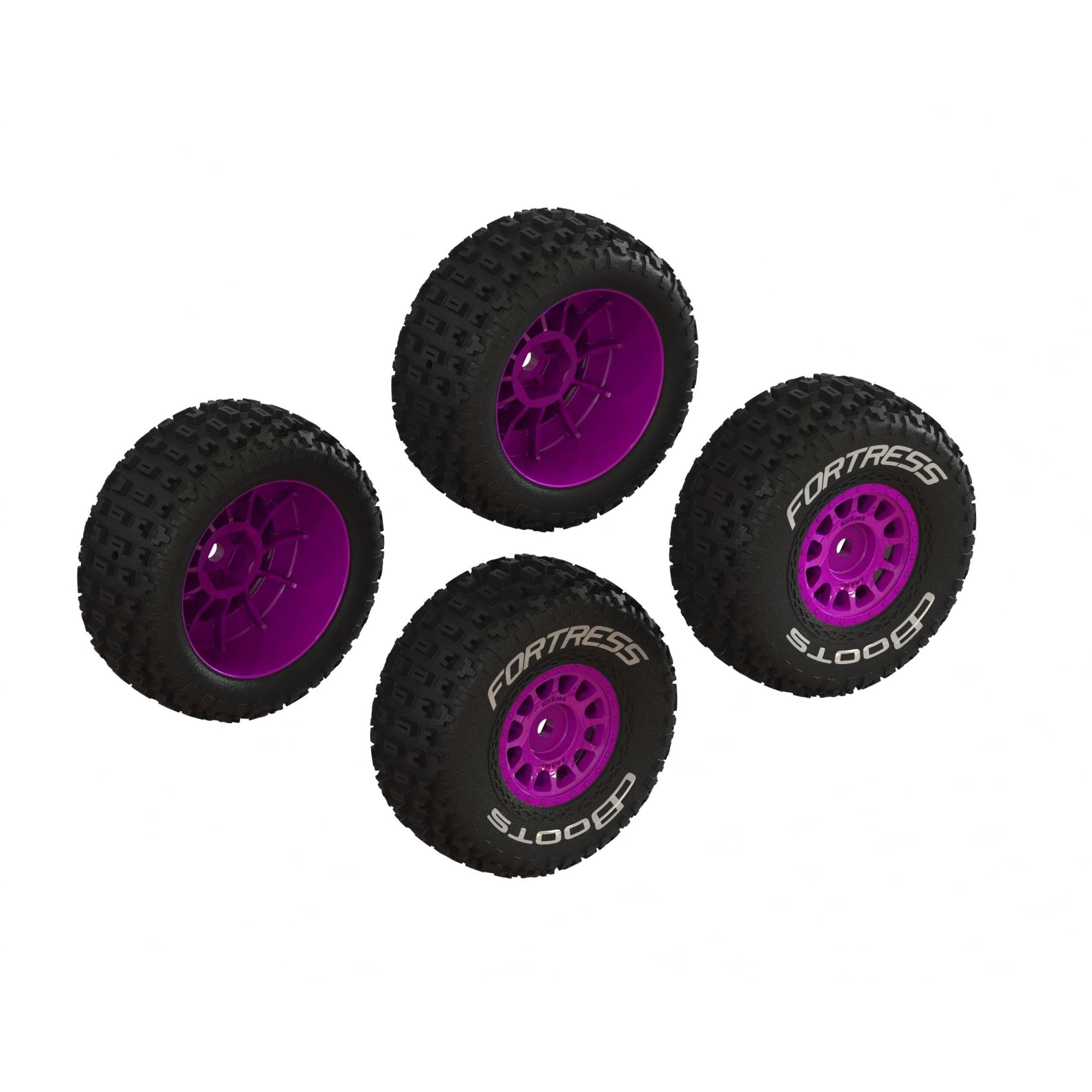 Arrma ARA-1570 dBoots 'FORTRESS' Glued Tire Set Purple (2 Pairs)