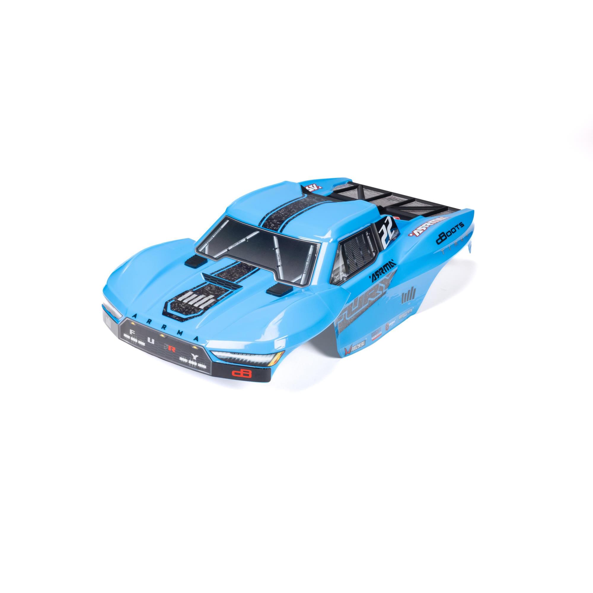 Arrma ARA-1583 1/10 Clipless Painted Trimmed Body Set with Decals Blue: FURY 2WD