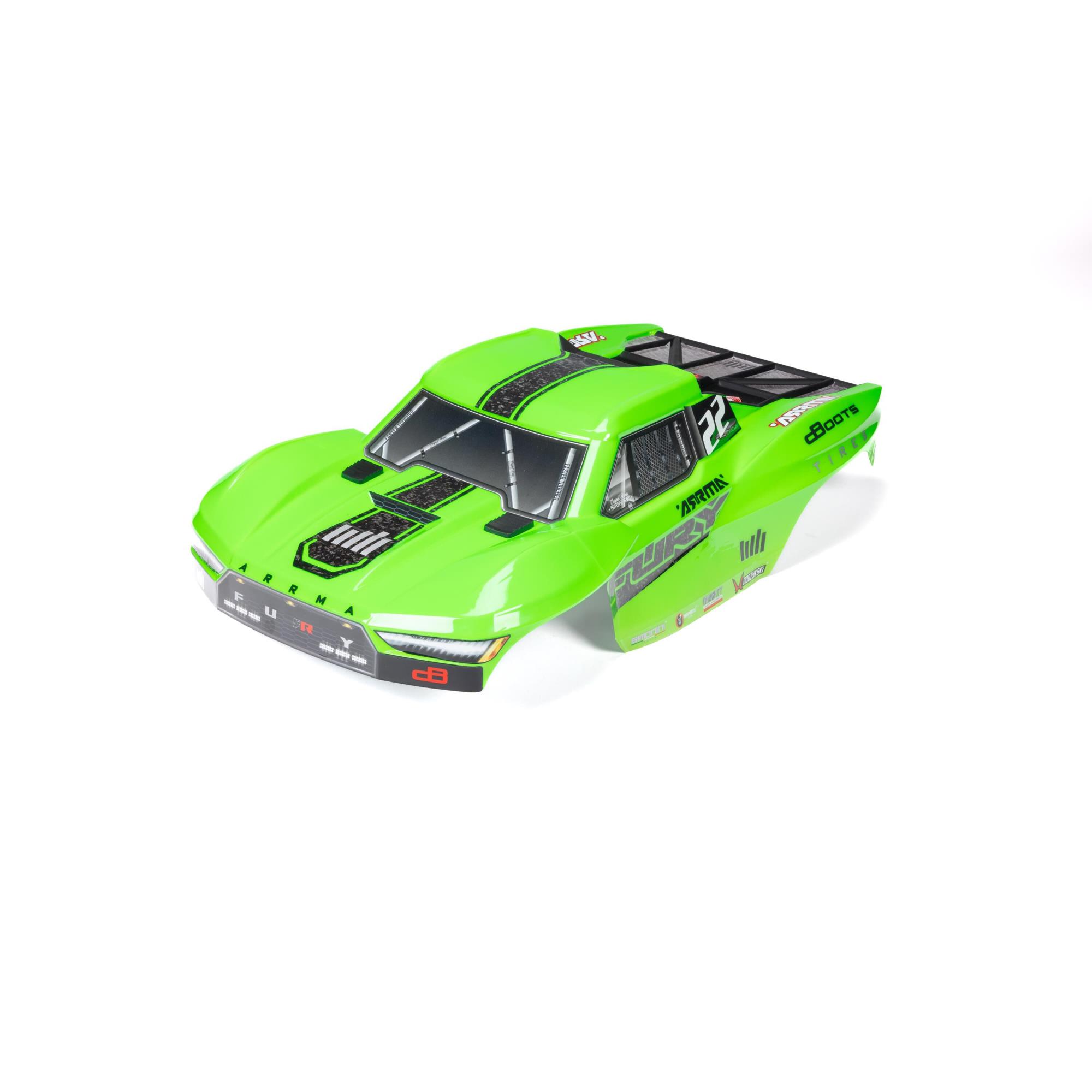 Arrma ARA-1584 1/10 Clipless Painted Trimmed Body Set with Decals Green: FURY 2WD