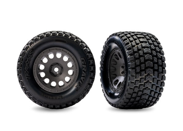 Traxxas 10772-GRAY Däck & Fälg Gravix / Mini XRT Grå Fram (2)