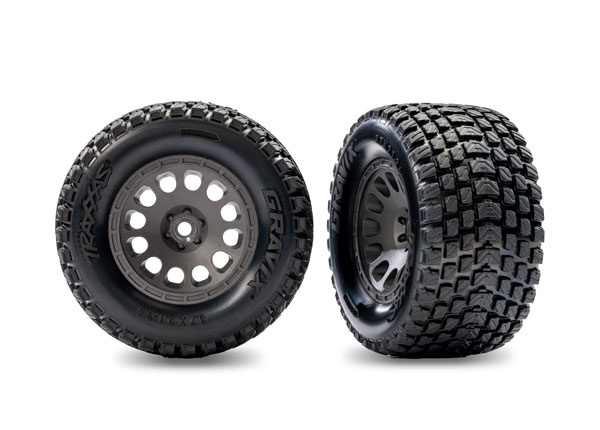 Traxxas 10775-GRAY Däck & Fälg Gravix / Mini XRT Grå Bak (2)
