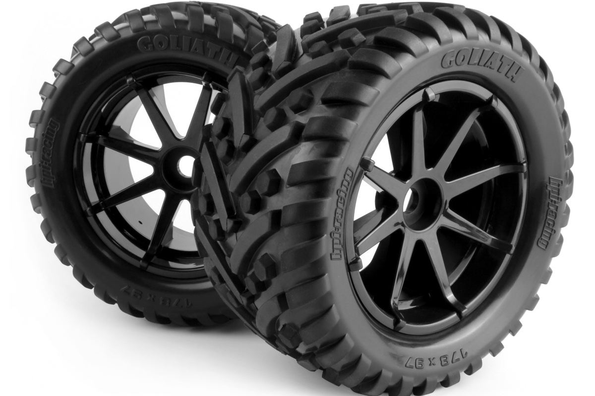 HPI HP160506 Mounted Goliath Tire on 3256 Blast Black Wheel