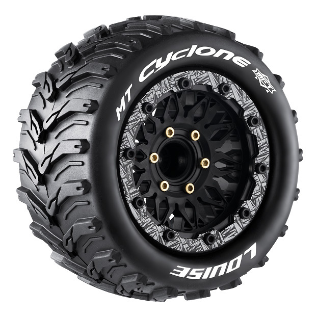 LOUISE RC WORLD L-T3310SX Däck & Fälg MT-CYCLONE 1/10 MAXX Soft MFT (Lös 12, 14 & 17mm Hex) (2)