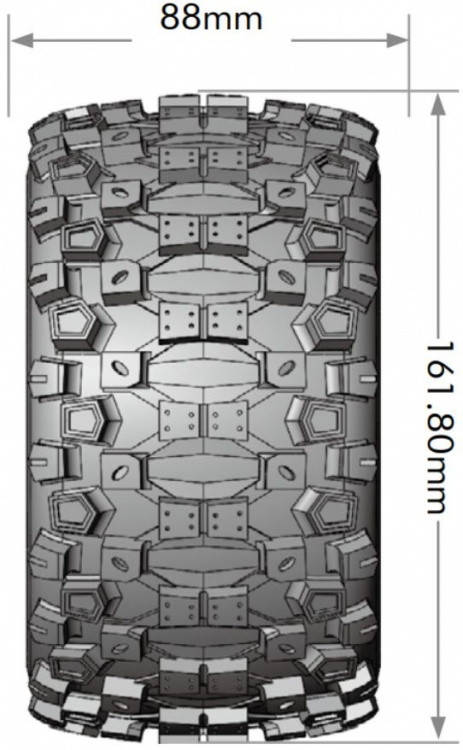LOUISE RC WORLD L-T3326X Däck & Fälg ST-UPHILL 3,8" Sport MFT (Lös 17mm Hex 0" & 1/2" Offset) (2) - 2