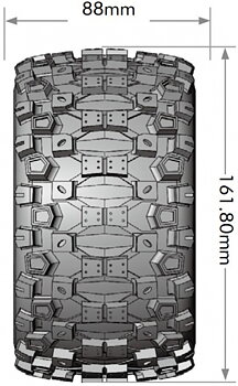 LOUISE RC WORLD L-T3326X Däck & Fälg ST-UPHILL 3,8" Sport MFT (Lös 17mm Hex 0" & 1/2" Offset) (2)