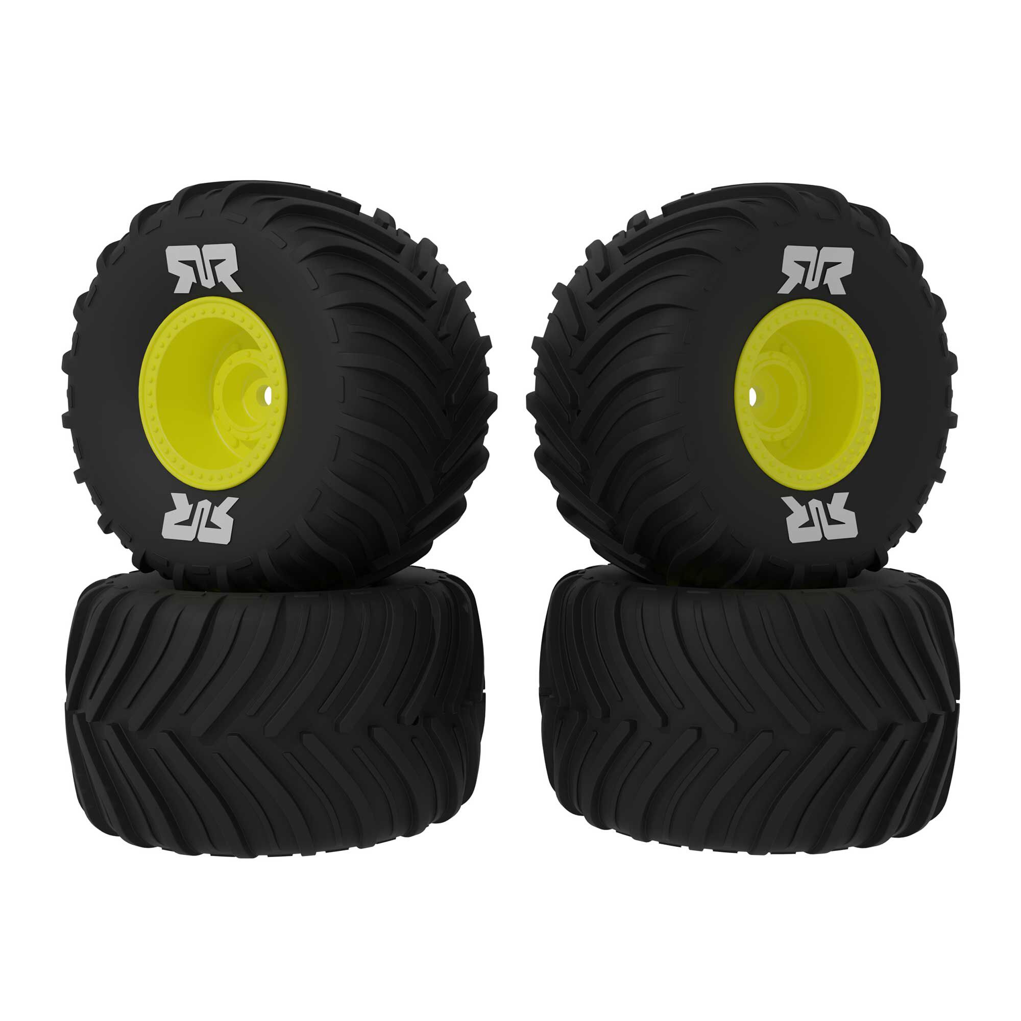 Arrma ARA-2584 dBoots Chevron MT Tire Set Glued Yellow (2 Pairs): GROM