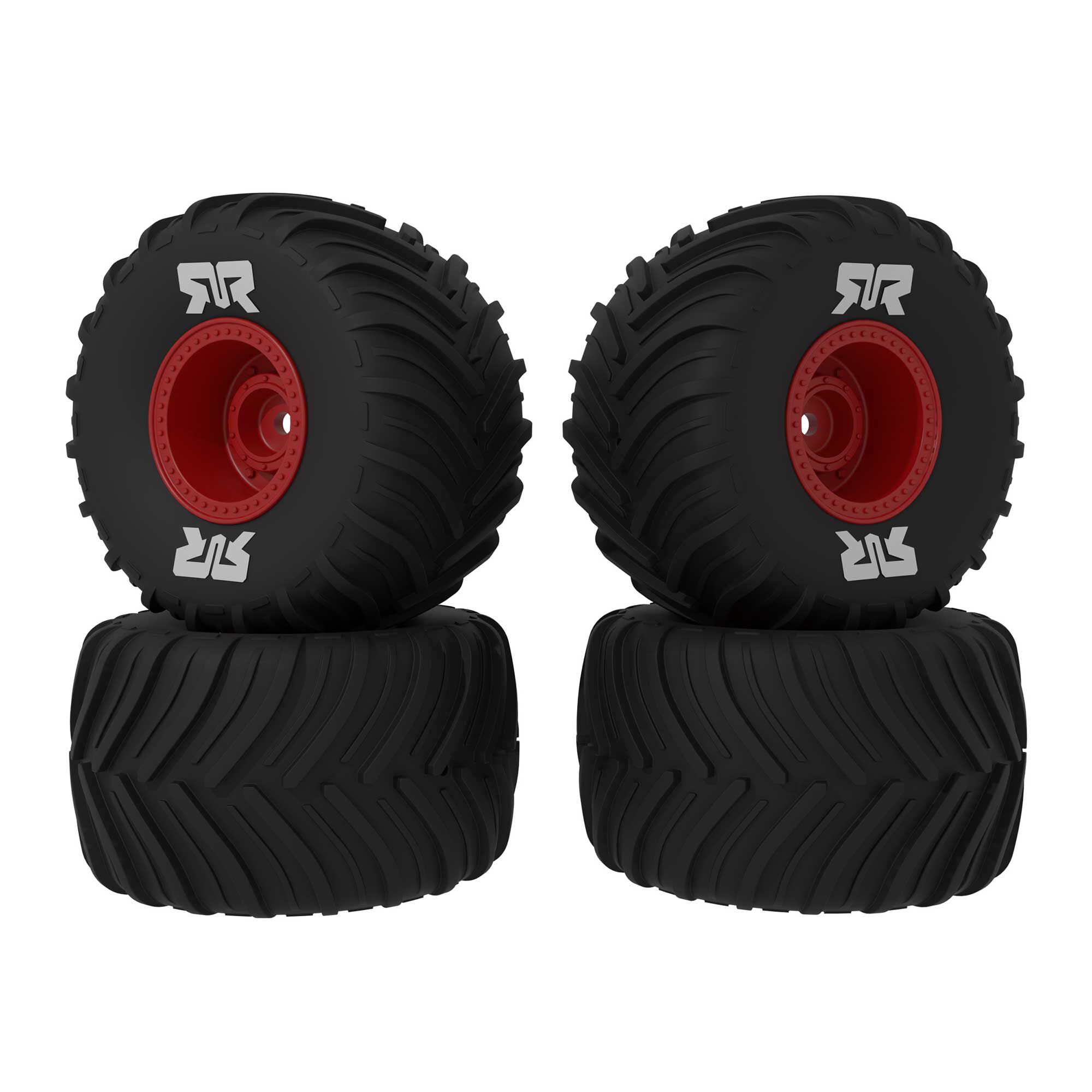 Arrma ARA-2585 dBoots Chevron MT Tire Set Glued Red (2 Pairs): GROM