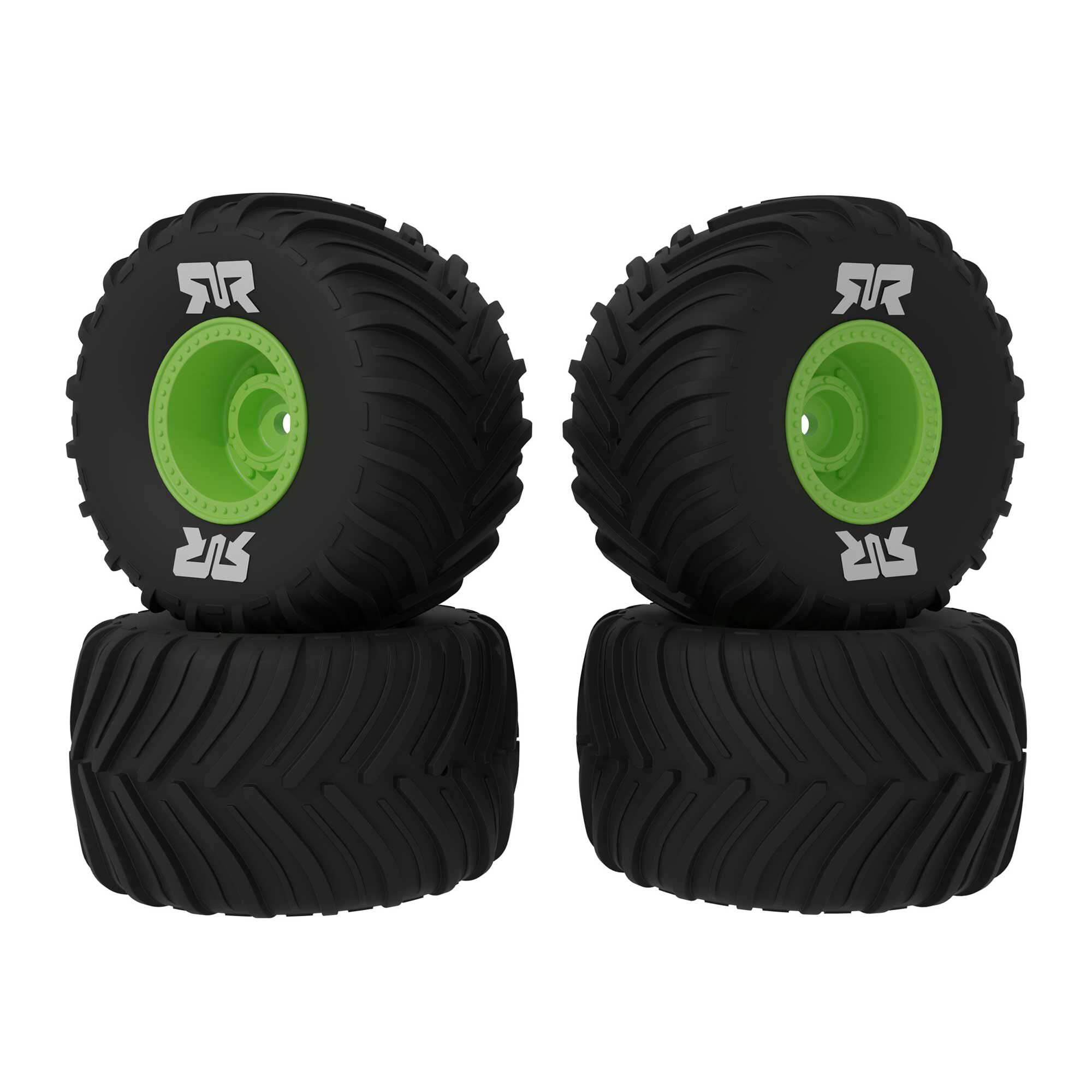 Arrma ARA-2610 dBoots Chevron MT Tire Set Glued Green (2 Pairs): GROM