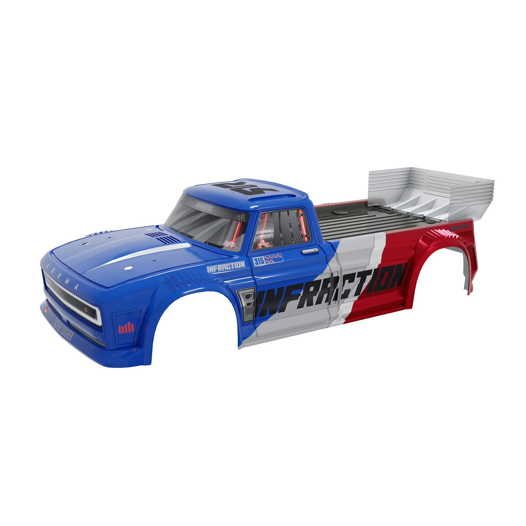 Arrma ARA-2644 INFRACTION 4X4 All-Road 3S BLX Painted Decaled Trimmed Body Blue/Red