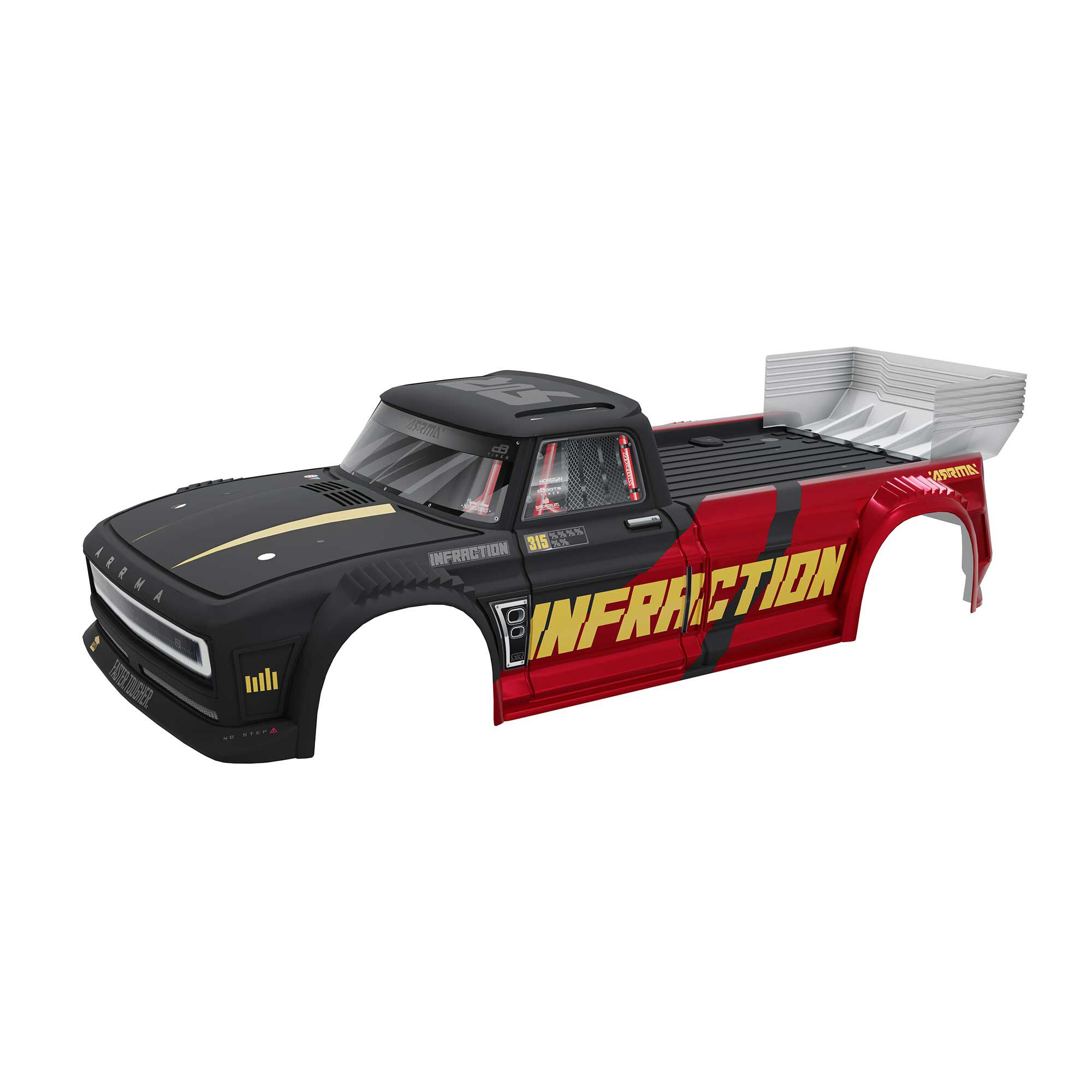 Arrma ARA-2645 INFRACTION 4X4 All-Road 3S BLX Painted Decaled Trimmed Body Black/Red