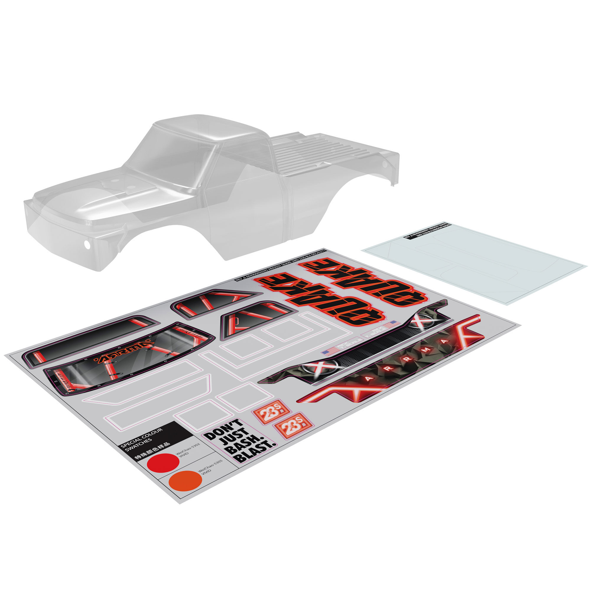 Arrma ARA-2870 QUAKE Clear Body (Inc Decals/Window Masks)
