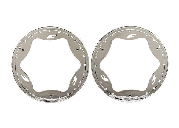 Traxxas 10977-CHRM Beadlock Rings Chrome Pro Scale Sand Car Race 3.9" Rear Standard (2)