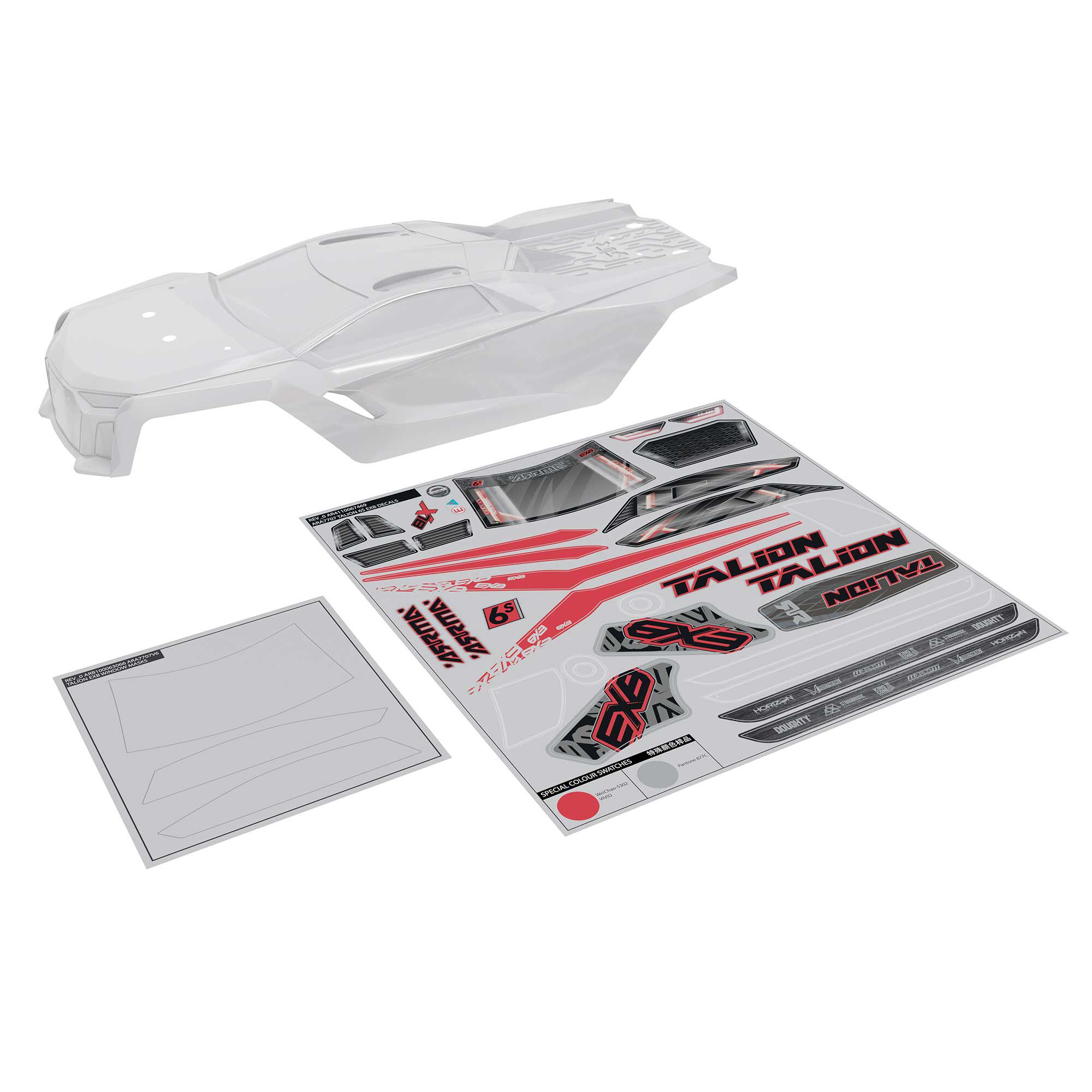 Arrma ARA-3405 TALION 6S BLX Clear Bodyshell with Decals