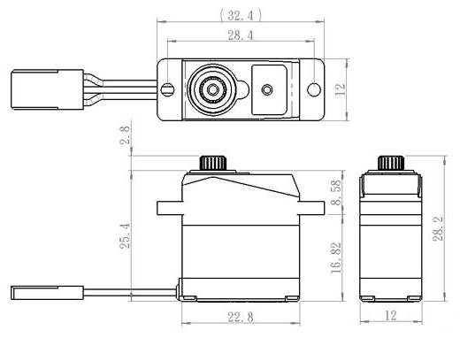 Savöx SH-0263MG Servo 2,2Kg 0,10s Alu Metalldrev Mikro - 3