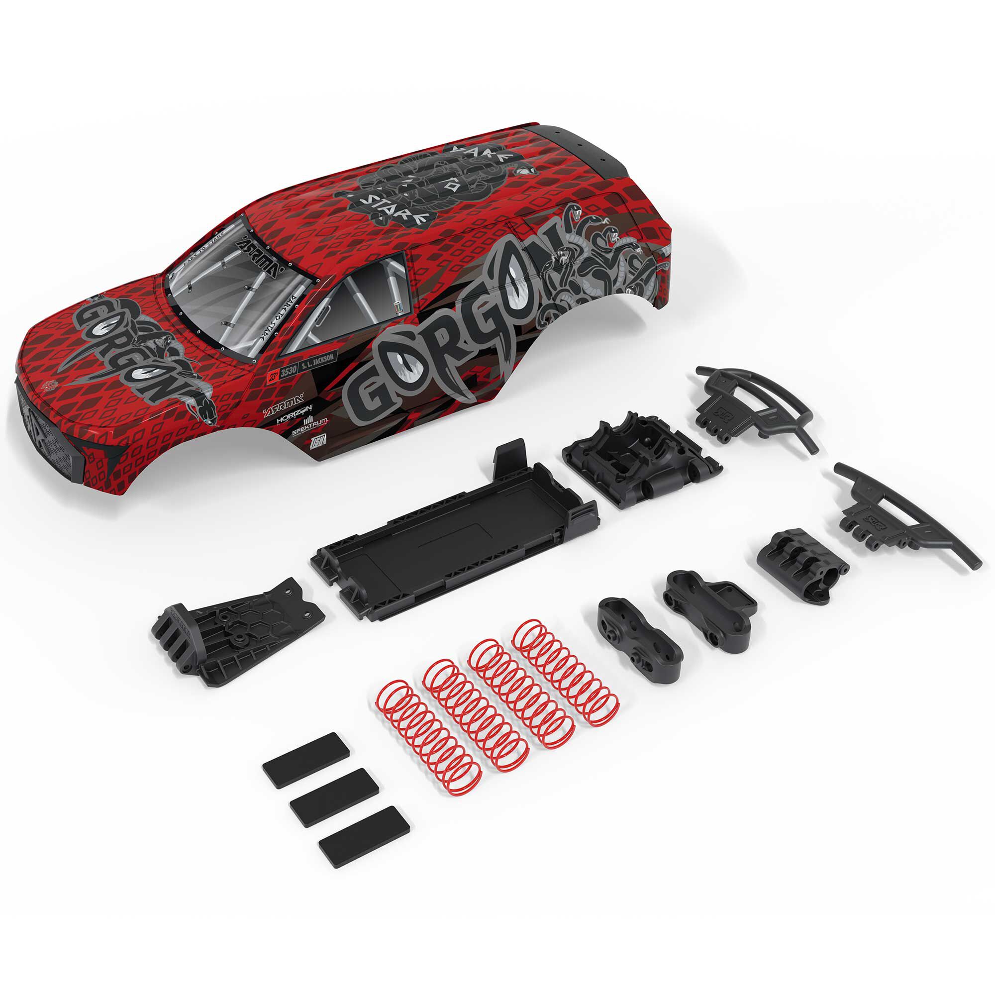 Arrma ARA-3417 1/10 GORGON Painted Decaled Trimmed Body Set Red/Black