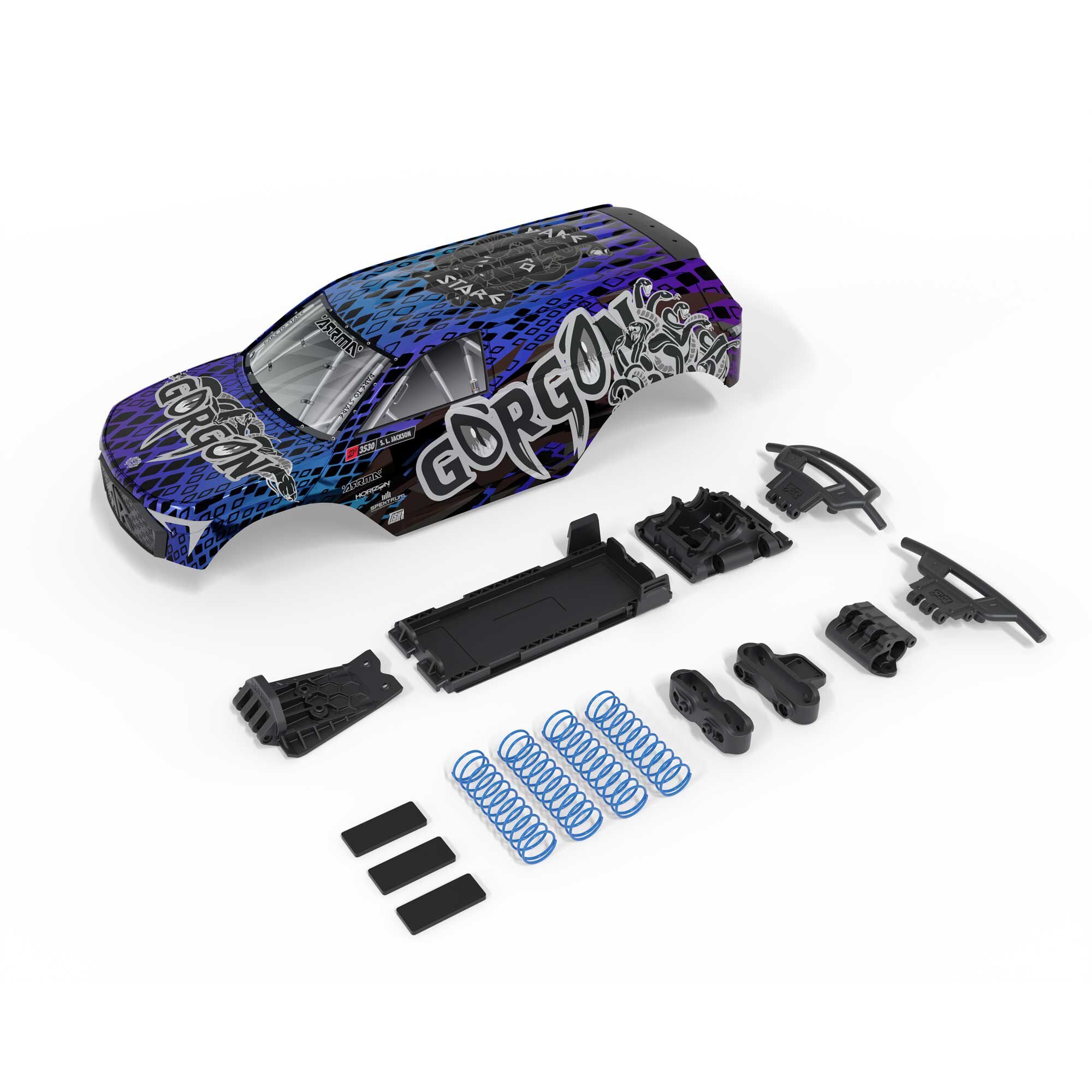 Arrma ARA-3418 1/10  GORGON Painted Decaled Trimmed Body Set (Blue/Black)