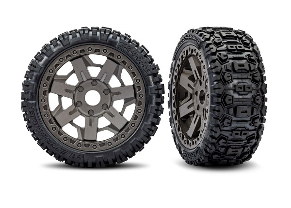 Traxxas 9071-GRAY Däck & Fälg Sledgehammer Belted/ Grå 3.0" (2)