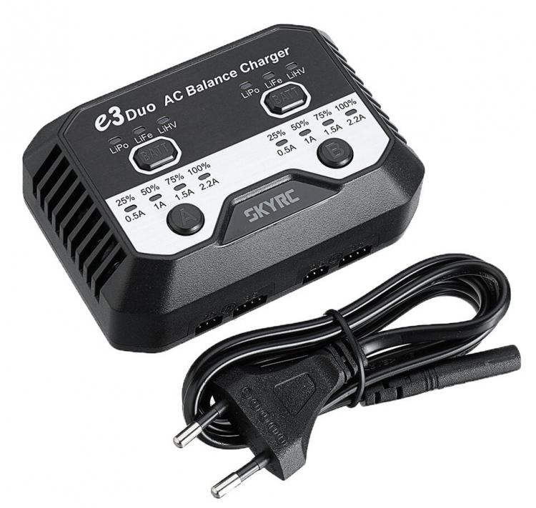 SkyRC e3 Duo Laddare 2-3s LiPo/LiFe/LiHV 240VAC - 2