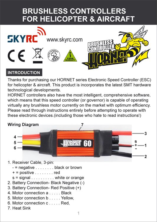 SkyRC Hornet 60A ESC flyg&heli BLS - 4