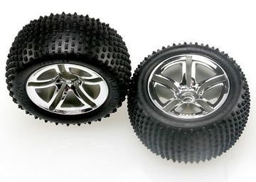 Traxxas 5572R Däck & Fälg Alias/Twin-Spoke (Nitro Bak) 2.8" (2)